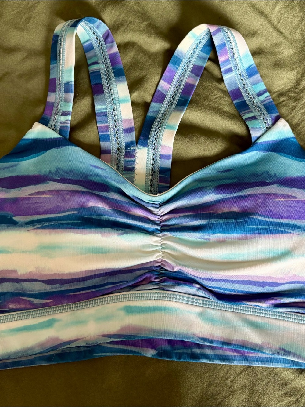 Girls' Purple & Blue Striped One-Piece Swim Top